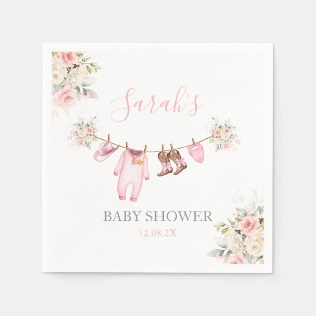 A little Cowgirl Baby Shower Girl Napkins (Front)