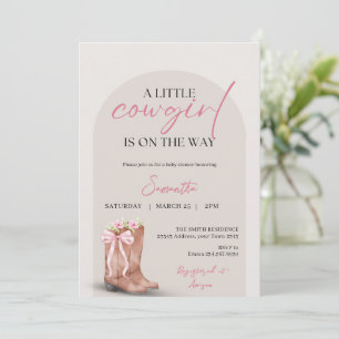 A Little Cowgirl Baby Shower, Pink Western Boots Invitation