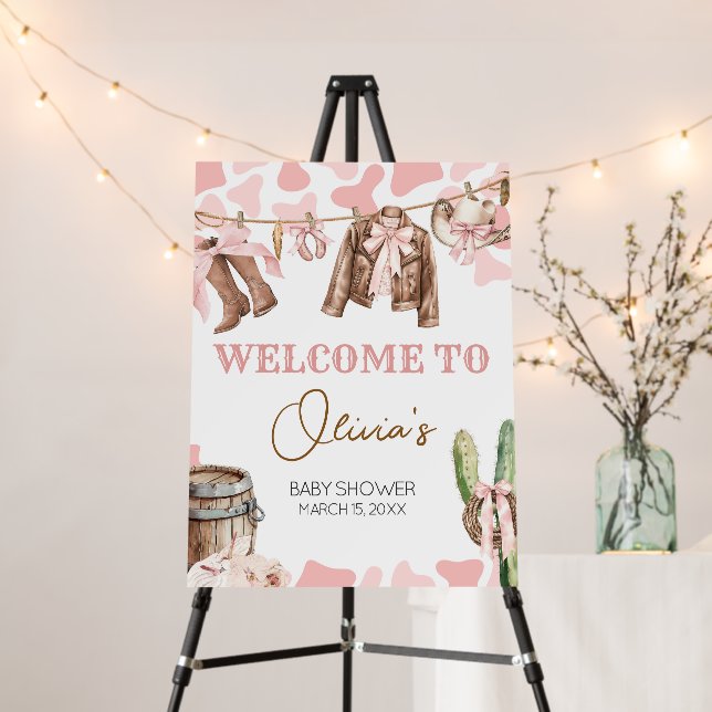 A Little Cowgirl Baby Shower Welcome Sign (In Situ (Stand))