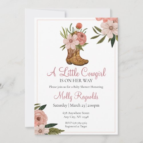 A Little Cowgirl is on her way Baby Shower Invite