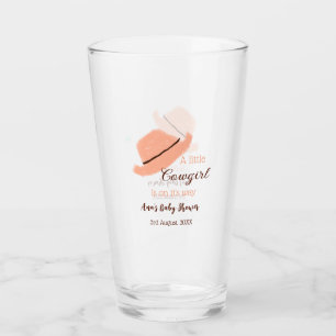 A little cowgirl is on it's way orange baby shower glass