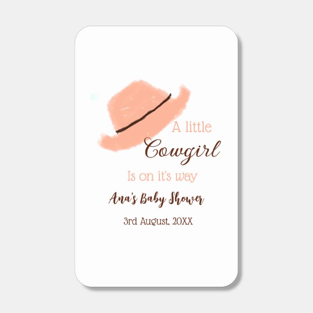 A little cowgirl is on it's way orange baby shower matchboxes (Front)