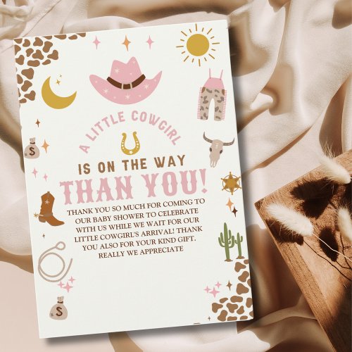 A Little Cowgirl Is on The Way Baby Shower Thank You Card