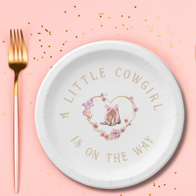 A Little Cowgirl is on the Way Girl Baby Shower Paper Plates (Creator Uploaded)