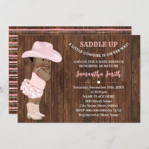 A Little Cowgirl on Her Way Pink AA Baby Shower Invitation