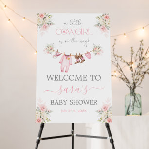 A little Cowgirl Pink Baby Shower Welcome Foam Board