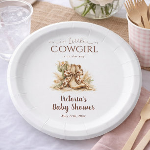 A Little Cowgirl Western Country Girl Baby Shower Paper Plates