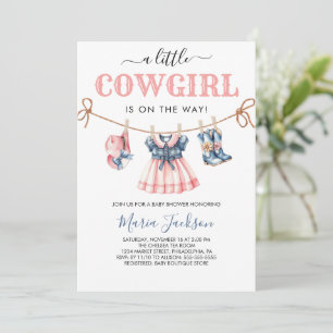 A Little Cowgirl Wild West Blue girl Baby Shower Invitation