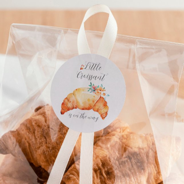 A Little Croissant Is On The Way Baby Shower Classic Round Sticker (Creator Uploaded)