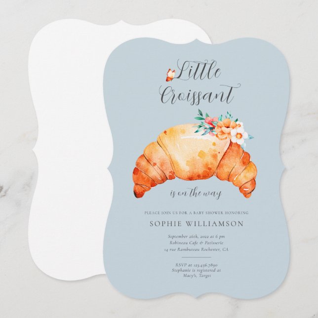 A Little Croissant Is On The Way Baby Shower  Invitation (Front/Back)