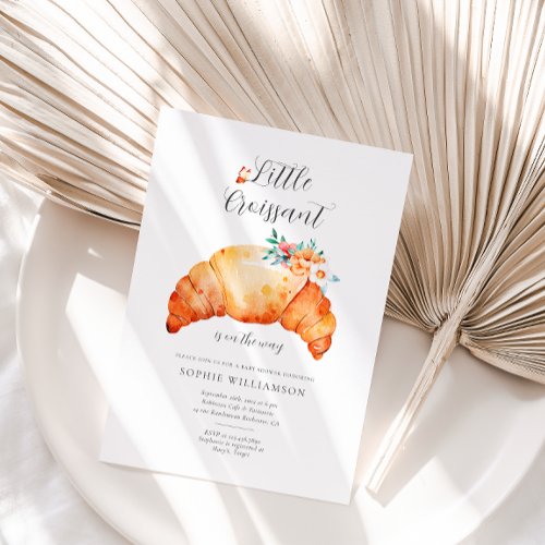 A Little Croissant Is On The Way Baby Shower  Invitation