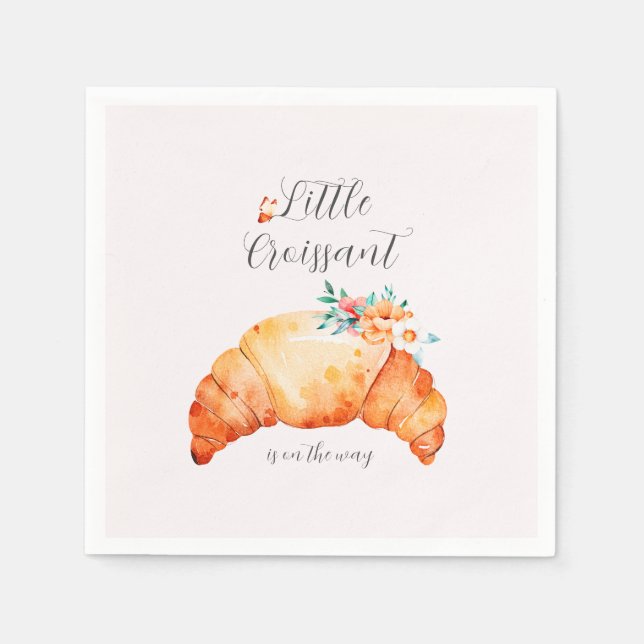 A Little Croissant Is On The Way Baby Shower Napkins (Front)