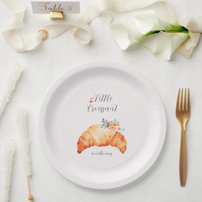 A Little Croissant Is On The Way Baby Shower Paper Plates (Wedding)