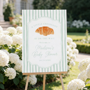 A Little Croissant Mint Baby Shower Welcome Sign