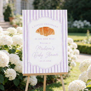 A Little Croissant Purple Baby Shower Welcome Sign