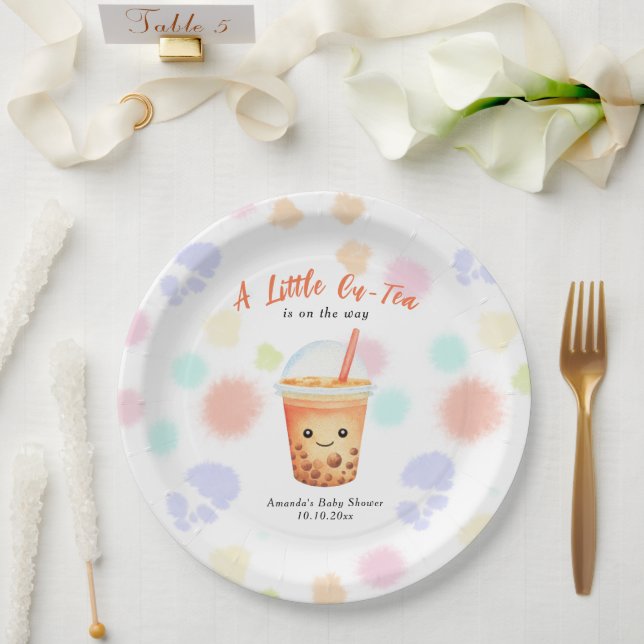 A Little Cu-Tea Bubble Tea Baby Shower Paper Plates (Wedding)