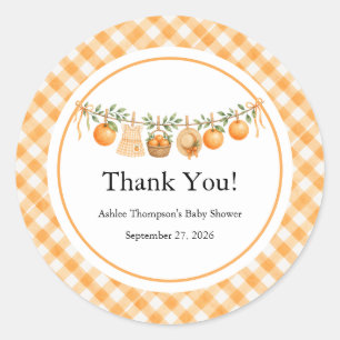 A Little Cutie Baby Shower  Classic Round Sticker