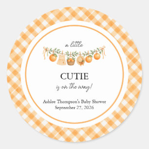 A Little Cutie Baby Shower Classic Round Sticker