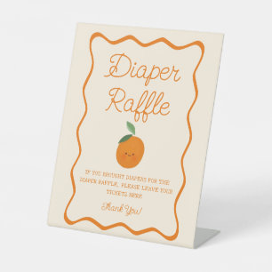 A Little Cutie Baby Shower Diaper Raffle Pedestal Sign