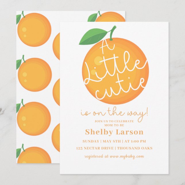  A Little Cutie, Baby Shower, Gender Neutral, Invitation (Front/Back)