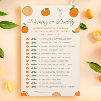 A Little Cutie Baby Shower Mommy or Daddy Game