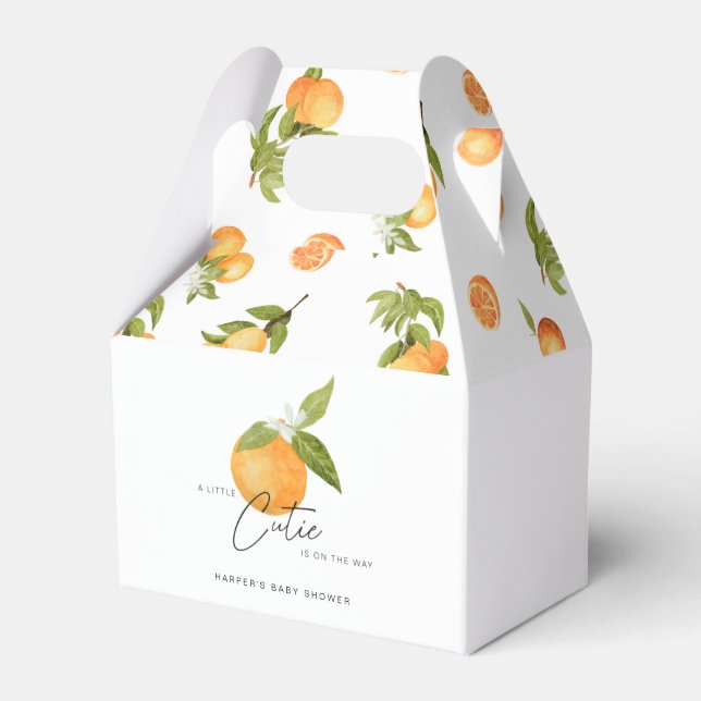 A little Cutie Baby Shower Oranges  Favor Boxes (Front Side)