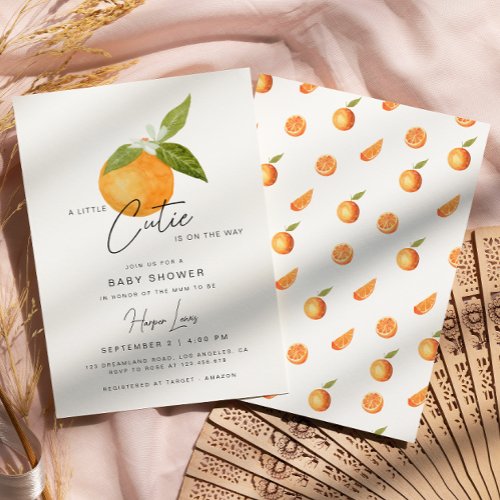 A little Cutie Baby Shower Oranges Invitation