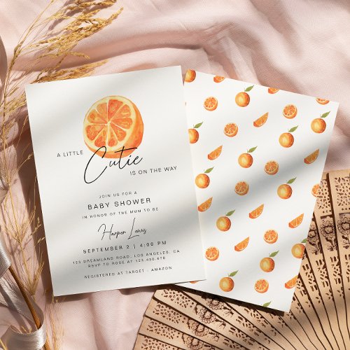 A little Cutie Baby Shower Oranges Invitation