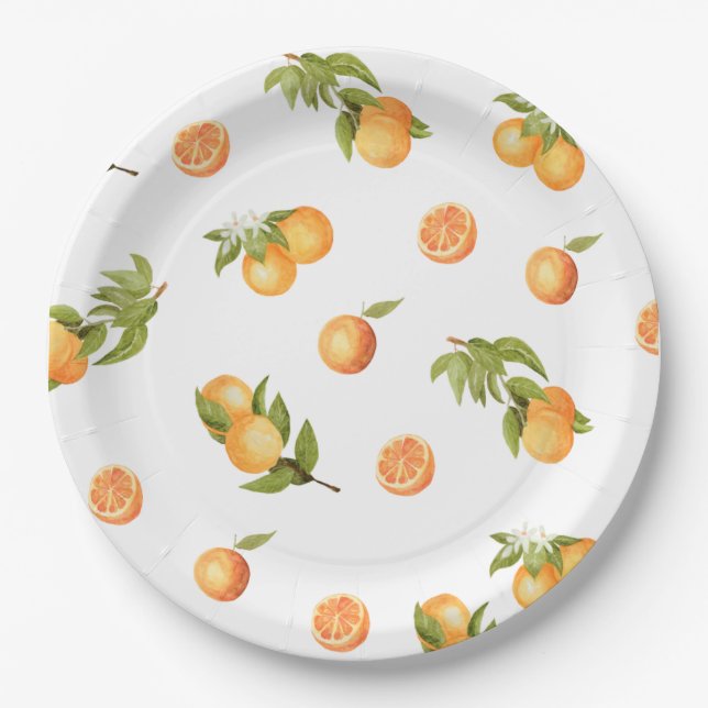 A little Cutie Baby Shower Oranges  Paper Plates (Front)