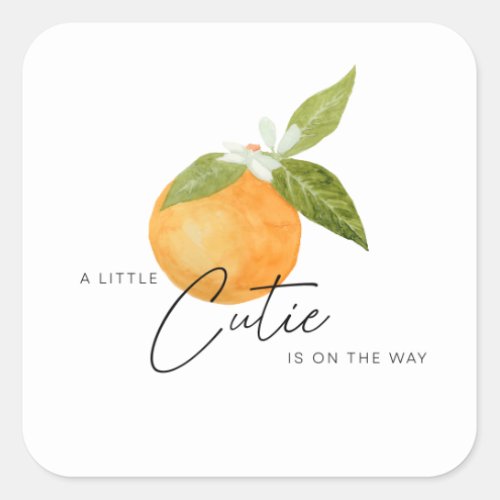 A little Cutie Baby Shower Oranges  Square Sticker