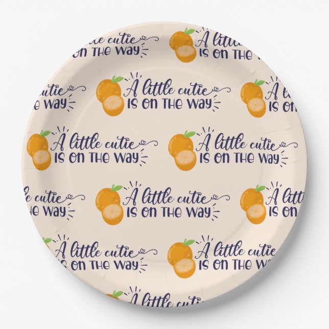 A Little Cutie Baby Shower Paper Plates (Front)