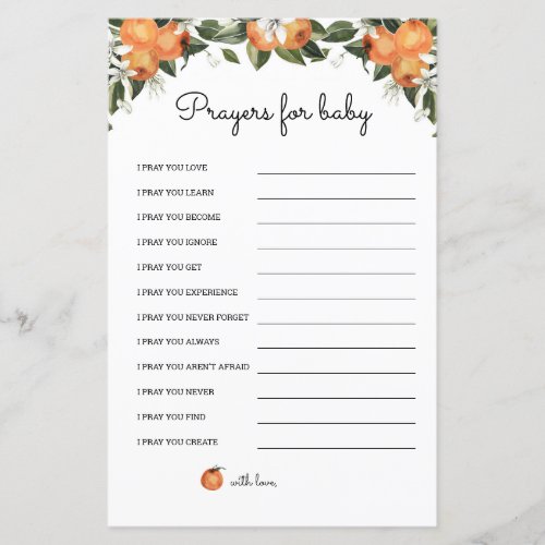 A Little Cutie Baby Shower Prayers For Baby Cards