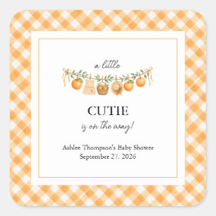 A Little Cutie Baby Shower Square Sticker