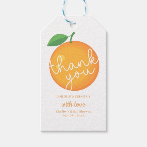 A little Cutie Baby Shower Thank you tag orange Gift Tags