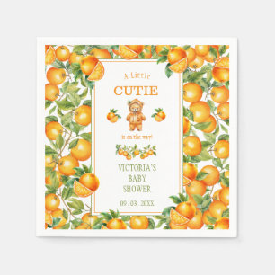 A Little Cutie Bear Orange Baby Shower Napkins