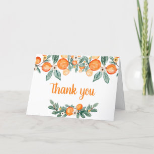 A Little Cutie Botanical Oranges Baby Shower Letterpress Thank You Card
