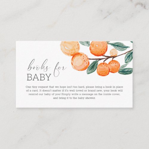 A Little Cutie Citrus Baby Shower Books For Baby Enclosure Card