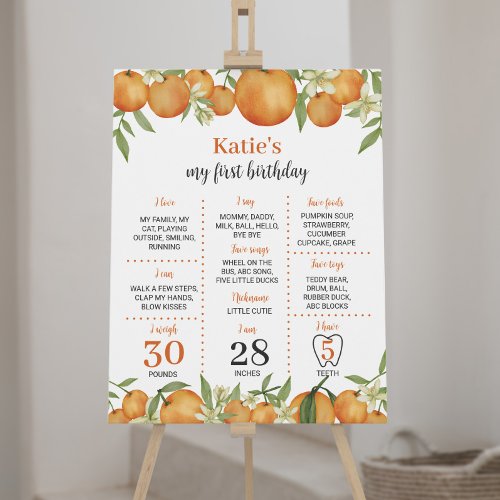 A Little Cutie Citrus Birthday Milestone Sign