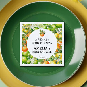 A Little Cutie Citrus Greenery Baby Shower Napkins