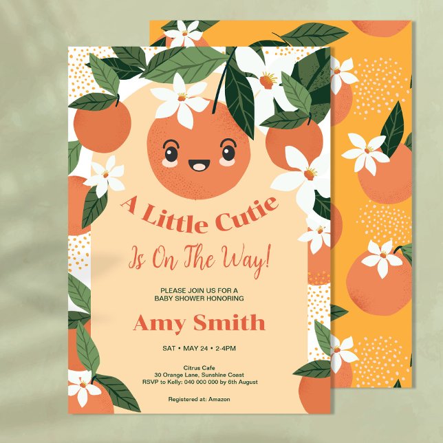 A little Cutie Citrus Orange Baby Shower Invitation (Creator Uploaded)