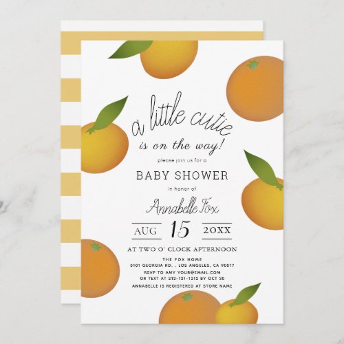 A Little Cutie Citrus Orange Baby Shower Invitation