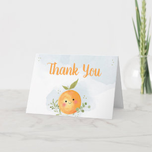 A Little Cutie Citrus Orange Baby Shower Letterpress Thank You Card