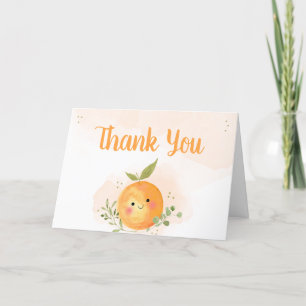 A Little Cutie Citrus Orange Baby Shower Letterpress Thank You Card