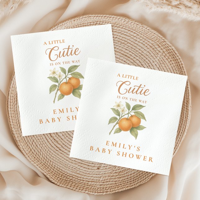 A Little Cutie Citrus Orange Baby Shower Napkins (Creator Uploaded)
