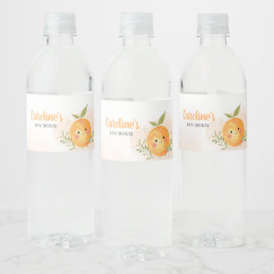 A Little Cutie Citrus Orange Baby Shower Water Bottle Label