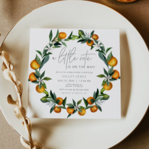 A Little Cutie Citrus Orange Fruit Baby Shower Inv Invitation