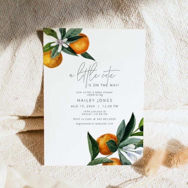 A Little Cutie Citrus Orange Fruit Baby Shower Invitation (Creator Uploaded)