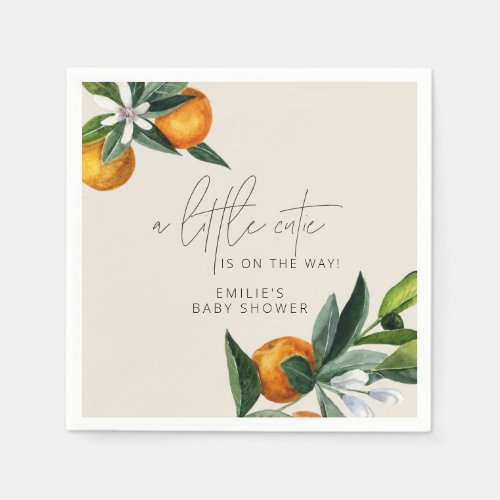 A Little Cutie Citrus Orange Fruit Baby Shower Nap Napkins