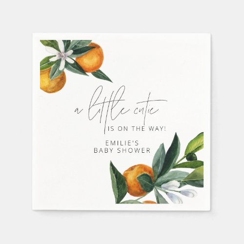 A Little Cutie Citrus Orange Fruit Baby Shower Napkins