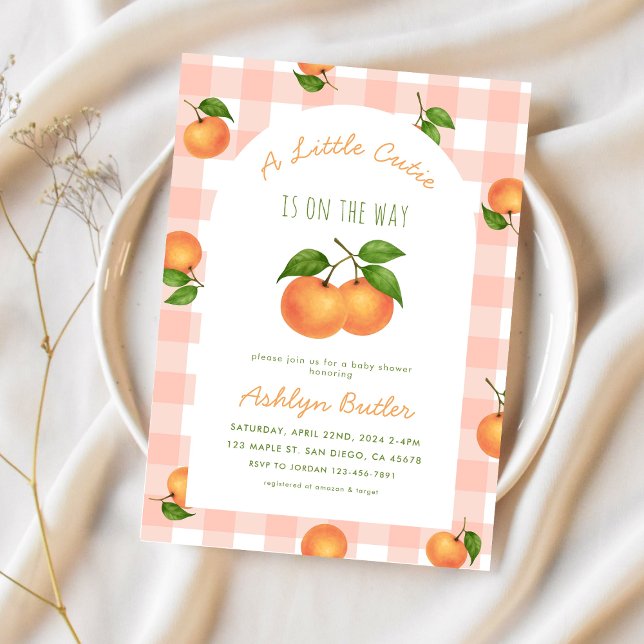 A Little Cutie Citrus Pink Baby Shower Invitation (Creator Uploaded)